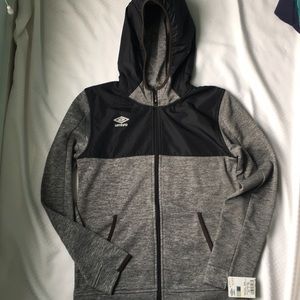 Umbro XL Boys New Athletic Hoodie Grey and Black